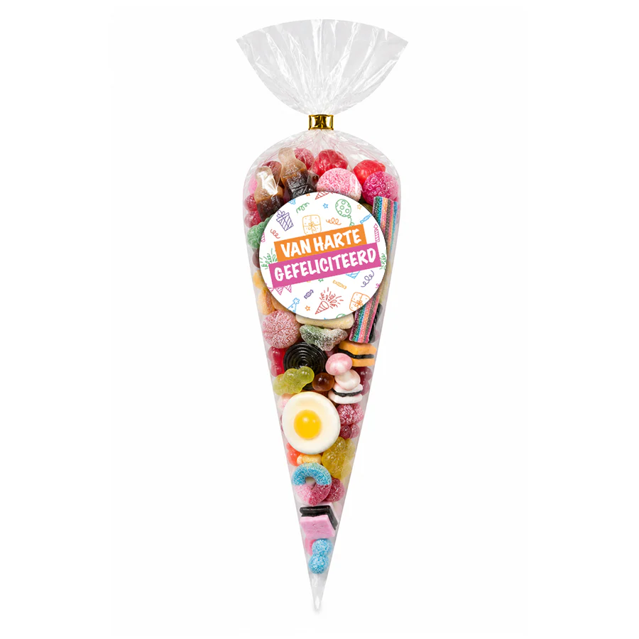 Puntzak snoepmix "Van harte gefeliciteerd" (325 gram)
