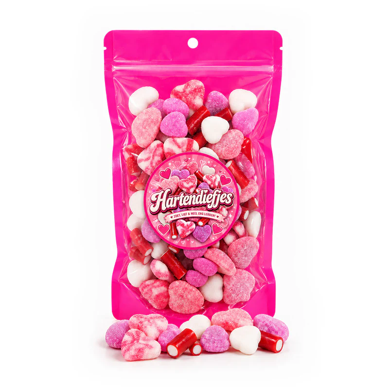 Stazak hartjes mix snoep "Hartendiefjes" (225 gram)